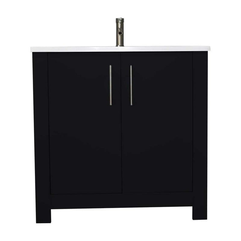 MTD VOLPA USA MTD-4236-14 AUSTIN 36 INCH MODERN BATHROOM VANITY WITH ACRYLIC TOP AND BRUSHED NICKEL ROUND HANDLES