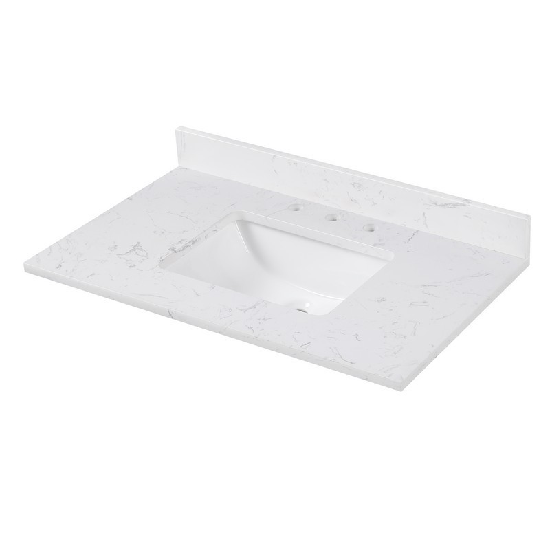 AVANITY EUT37CW-RS CALA 37  INCH  ENGINEERED STONE TOP IN WHITE WITH RECTANGULAR SINK