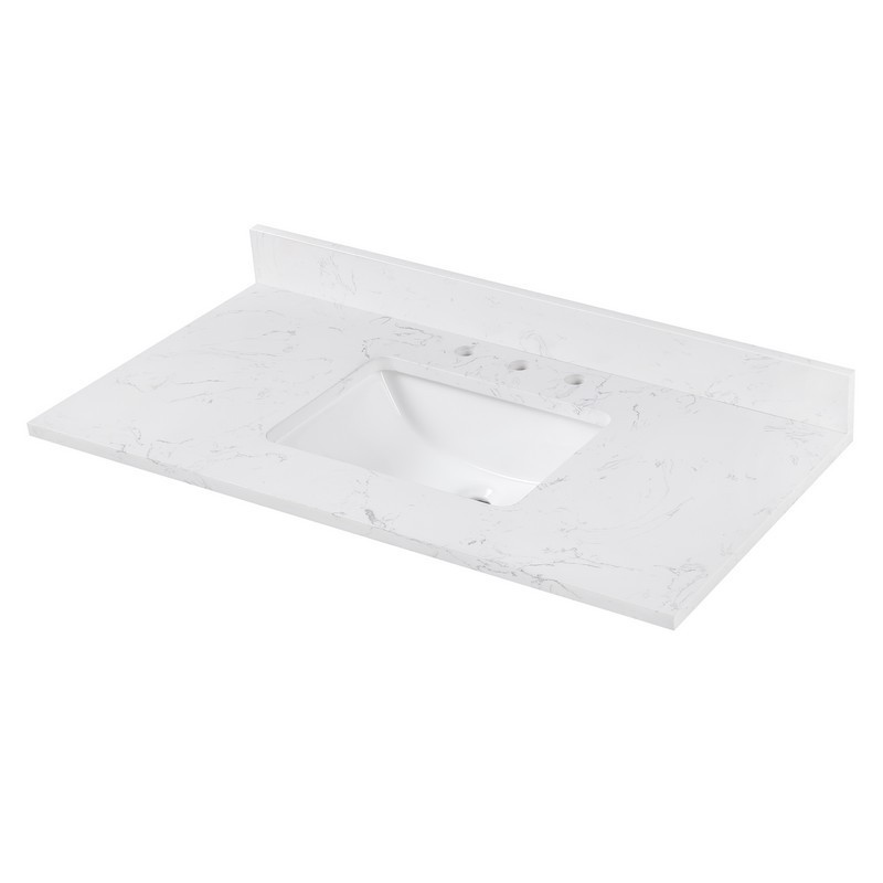 AVANITY EUT43CW-RS CALA 43  INCH  ENGINEERED STONE TOP IN WHITE WITH RECTANGULAR SINK