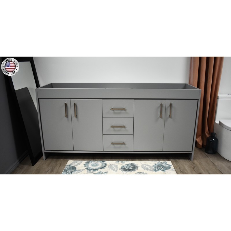 MTD VOLPA USA MTD-3560D-10 CAPRI 60 INCH MODERN BATHROOM VANITY FOR DOUBLE SINKS WITH BRUSHED NICKEL EDGE HANDLES CABINET ONLY