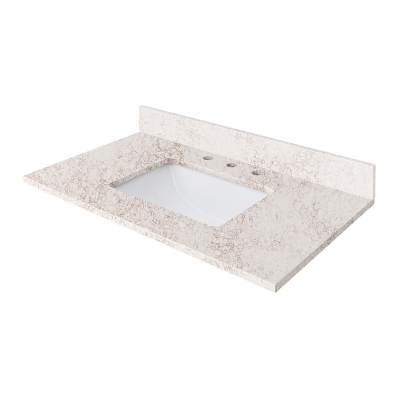 AVANITY QUT37AL-RS 37  INCH  LOTTE RADIANZ ALLURING QUARTZ TOP WITH RECTANGULAR SINK