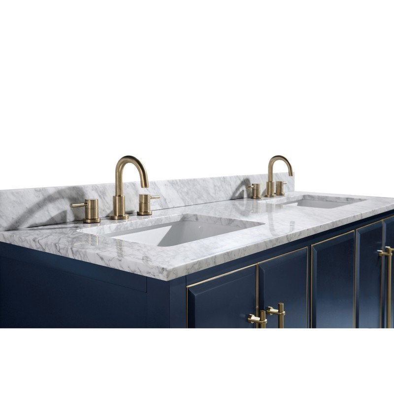 AVANITY SUT73CW-RS CARRARA 73  INCH  MARBLE TOP IN WHITE WITH DUAL RECTANGULAR SINKS