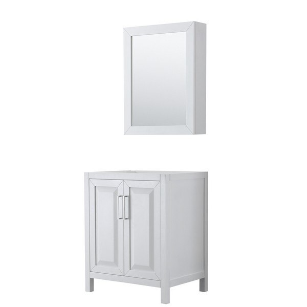 WYNDHAM COLLECTION WCV252530SWHCXSXXMED DARIA 30 INCH SINGLE BATHROOM VANITY IN WHITE WITH MEDICINE CABINET