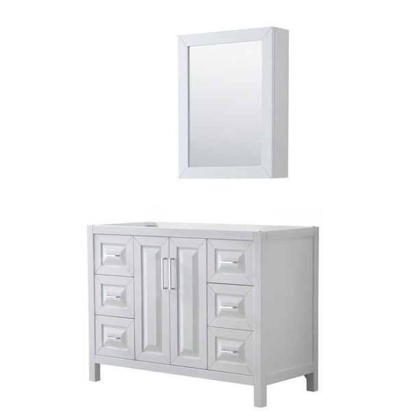 WYNDHAM COLLECTION WCV252548SWHCXSXXMED DARIA 48 INCH SINGLE BATHROOM VANITY IN WHITE WITH MEDICINE CABINET