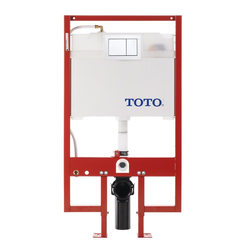 TOTO WT151800M#WH DUO FIT IN-WALL DUAL FLUSH 0.9 AND 1.6 GPF TANK SYSTEM WITH PEX SUPPLY LINE AND RECTANGULAR PUSH PLATE IN WHITE