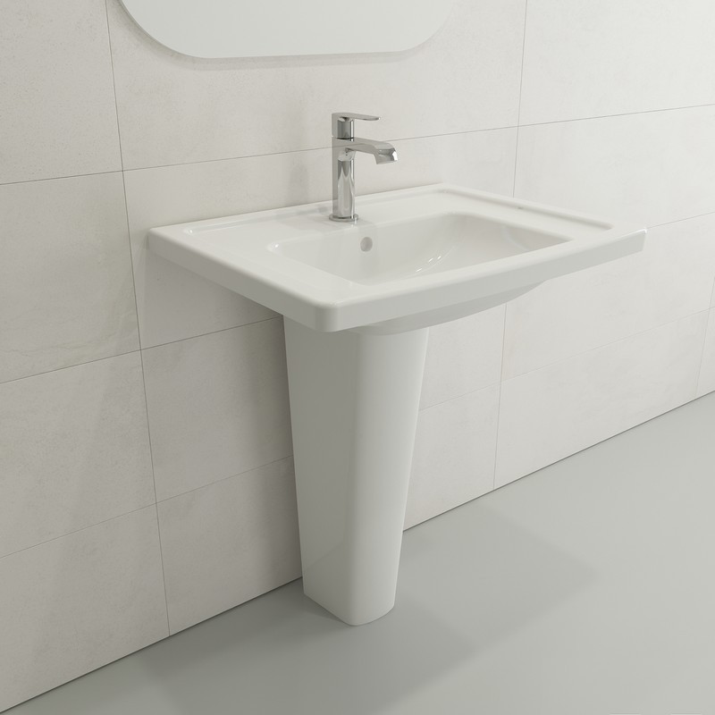 BOCCHI 1007-0126 TAORMINA 26.25 INCH WALL-MOUNTED SINK BASIN FIRECLAY 1-HOLE WITH OVERFLOW