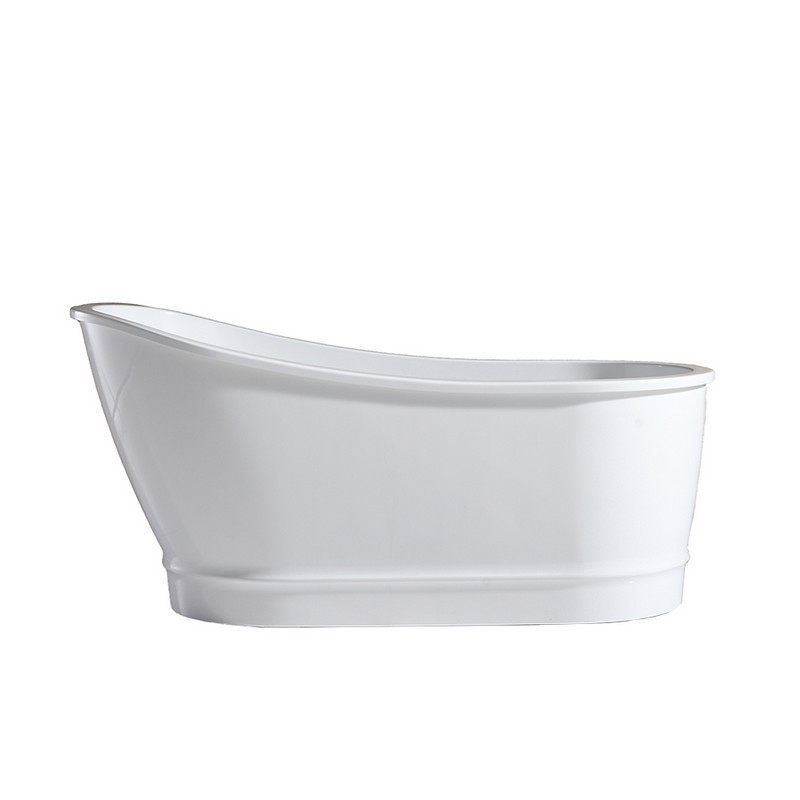 OVE DECORS 15BTU-CARL60-001MO CARLY 60 INCH GLOSS WHITE ACRYLIC OVAL BATHTUB WITH FRONT CENTER DRAIN