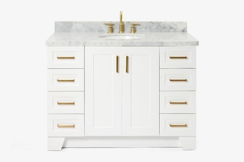 ARIEL Q049SCWOVO TAYLOR 49 INCH OVAL SINK VANITY WITH CARRARA WHITE MARBLE COUNTERTOP