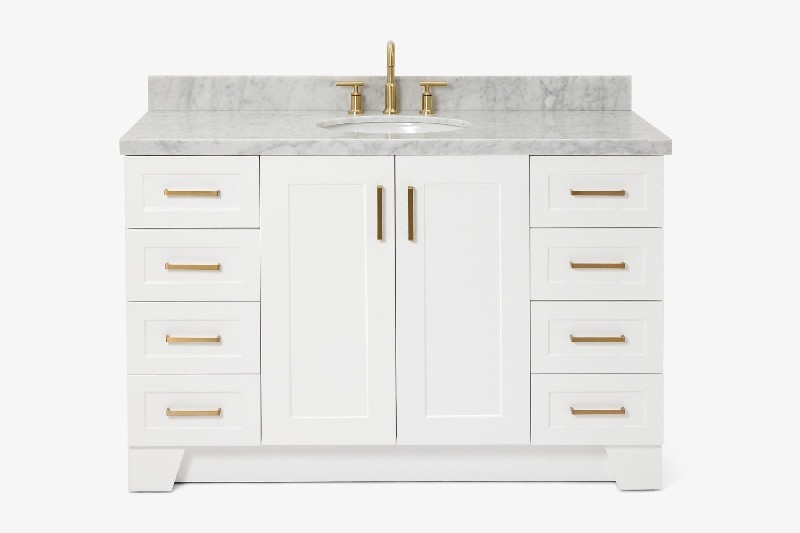 ARIEL Q055SCWOVO TAYLOR 55 INCH OVAL SINK VANITY WITH CARRARA WHITE MARBLE COUNTERTOP
