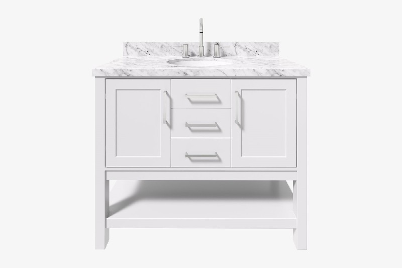 ARIEL R043SCWOVO BAYHILL 43 INCH OVAL SINK VANITY WITH CARRARA WHITE MARBLE COUNTERTOP