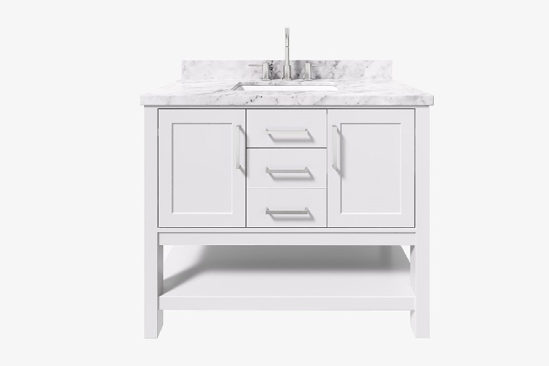 ARIEL R043SCWRVO BAYHILL 43 INCH RECTANGLE SINK VANITY WITH CARRARA WHITE MARBLE COUNTERTOP