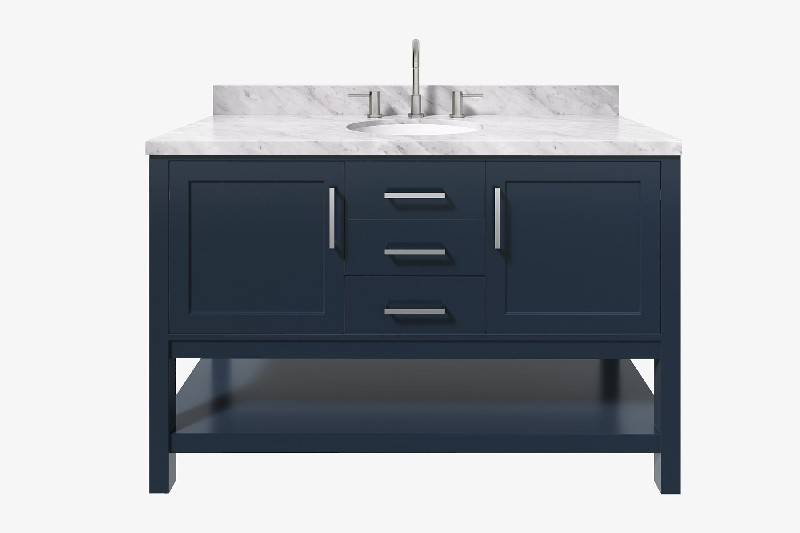 ARIEL R055SCWOVO BAYHILL 55 INCH OVAL SINK VANITY WITH CARRARA WHITE MARBLE COUNTERTOP