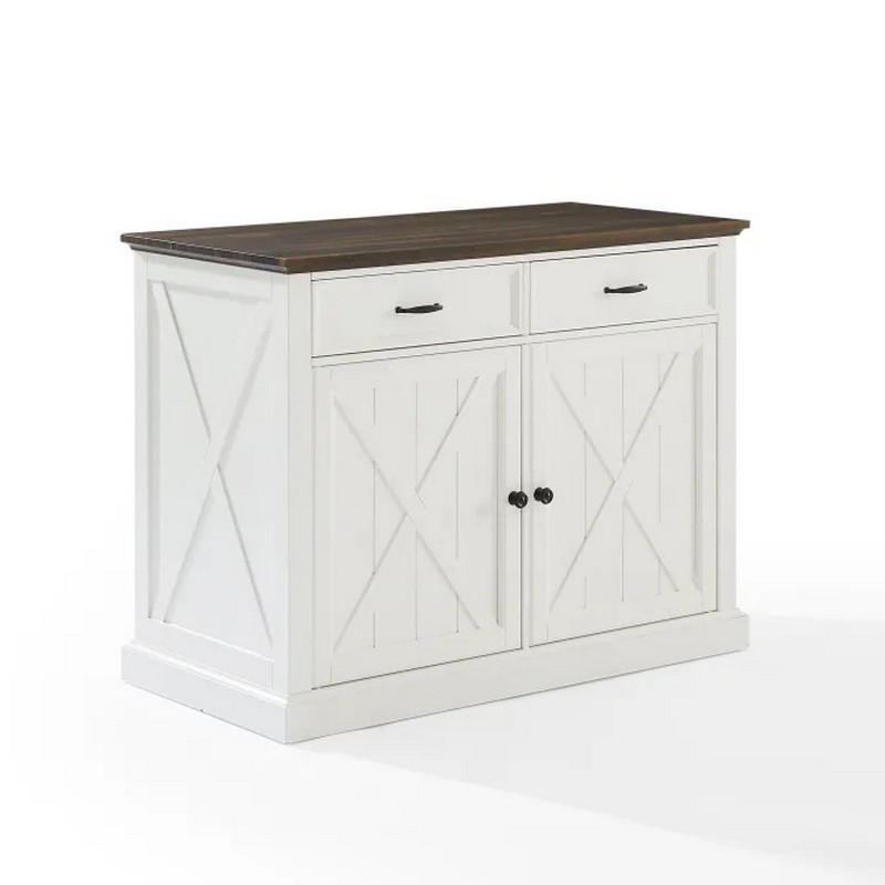CROSLEY KF30070BR-WH CLIFTON KITCHEN ISLAND IN DISTRESSED WHITE AND BROWN