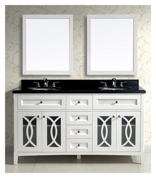 DAWN AACS-6001 61 INCH FREE STANDING DOUBLE VANITY SET IN WHITE