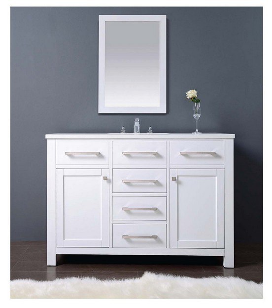DAWN AAMS-4801 48 INCH FREE STANDING VANITY SET IN PURE WHITE