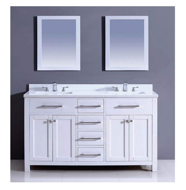 DAWN AAMS-6001 60 INCH FREE STANDING VANITY SET IN PURE WHITE