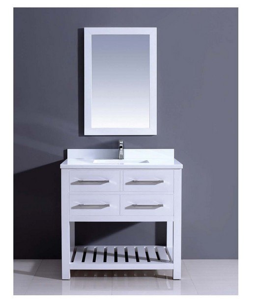 DAWN AAPS-3601 36 INCH FREE STANDING VANITY SET IN PURE WHITE