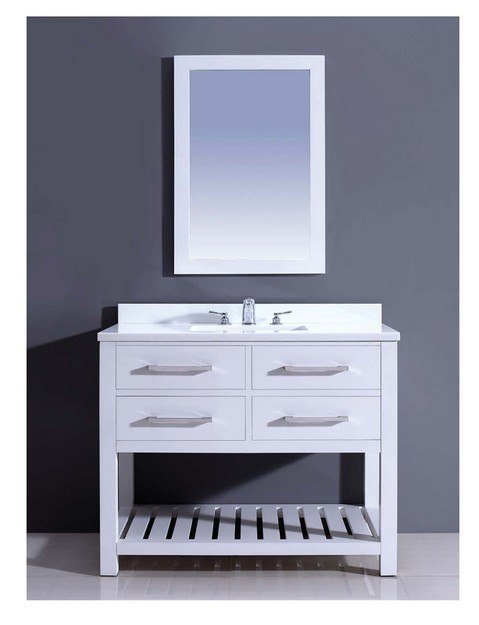 DAWN AAPS-4201 42 INCH FREE STANDING VANITY SET IN PURE WHITE
