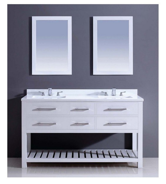 DAWN AAPS-6001 60 INCH FREE STANDING VANITY SET IN PURE WHITE