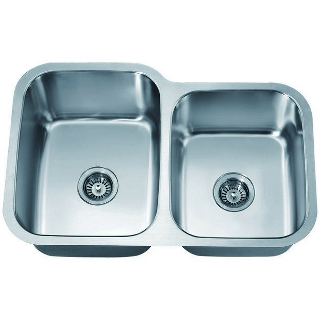 DAWN ASU108R 31 INCH UNDERMOUNT DOUBLE BOWL SINK - SMALL BOWL ON RIGHT