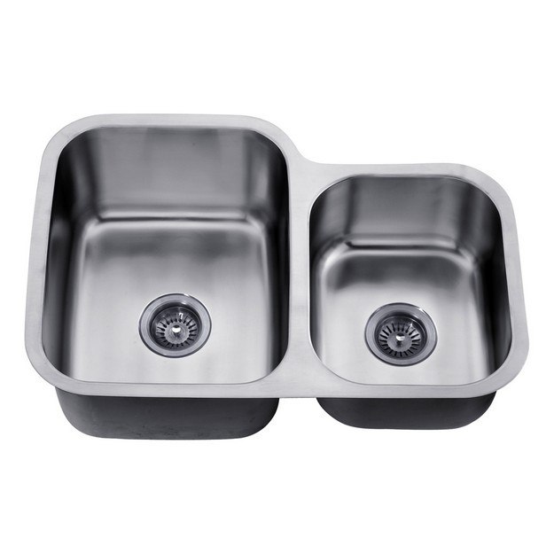 DAWN ASU110R 30 INCH UNDERMOUNT DOUBLE BOWL SINK - SMALL BOWL ON RIGHT