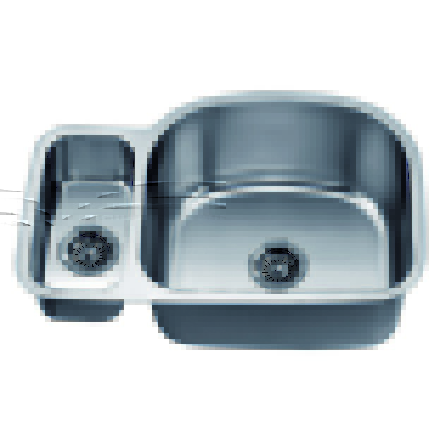 DAWN ASU112L 30 INCH UNDERMOUNT DOUBLE BOWL SINK - SMALL BOWL ON LEFT
