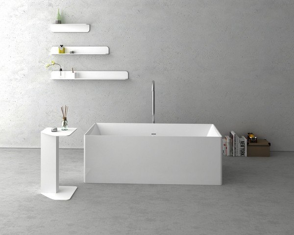 CHEVIOT 4131-WW NAVONA 63 INCH SOLID SURFACE FREE-STANDING BATHTUB IN GLOSS WHITE