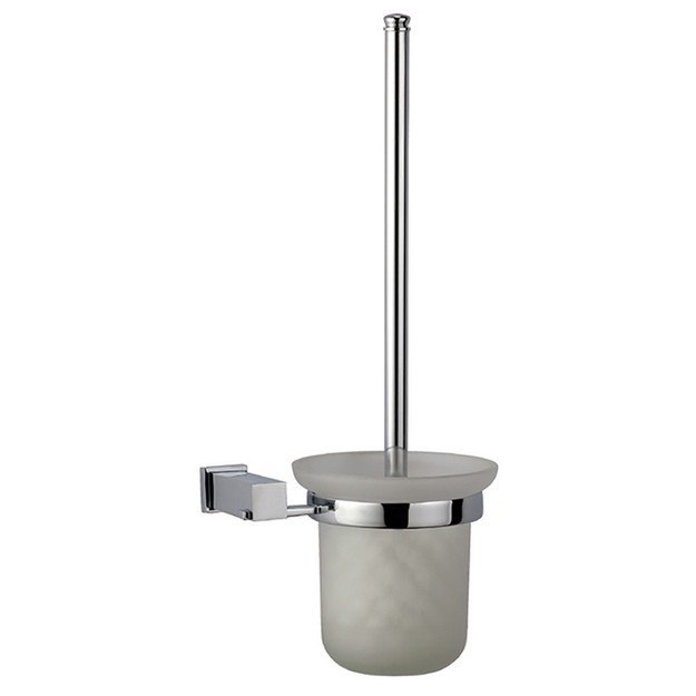 DAWN 8208 SQUARE SERIES TOILET BRUSH AND GLASS TUMBLER HOLDER IN CHROME
