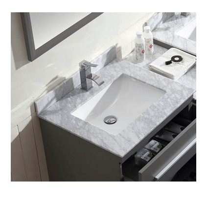 DAWN AMGWT242134 GLORIA SERIES 25 INCH CARRERA WHITE MARBLE TOP WITH CERAMIC SINK