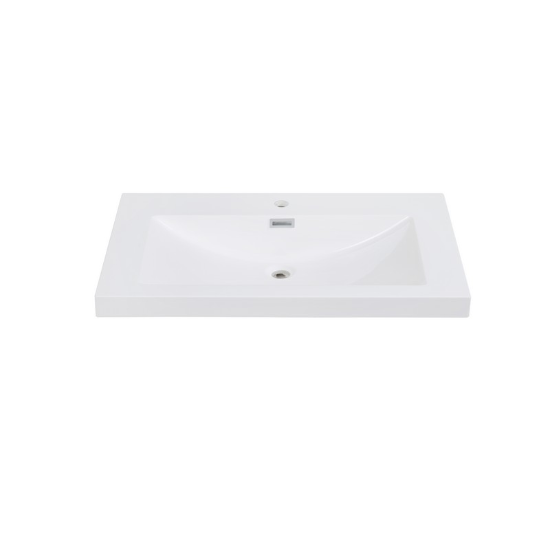 STREAMLINE K-0818-32 31 1/2 INCH SOLID SURFACE RESIN VANITY TOP - GLOSSY WHITE