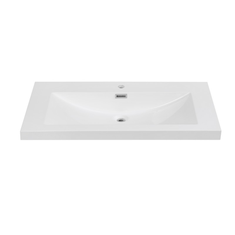 STREAMLINE K-0818-35 35 3/8 INCH SOLID SURFACE RESIN VANITY TOP - GLOSSY WHITE