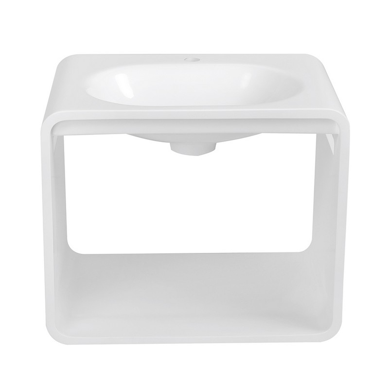 STREAMLINE K-1110-24 23 5/8 INCH SOLID SURFACE RESIN WALL HUNG BATHROOM SINK - GLOSSY WHITE