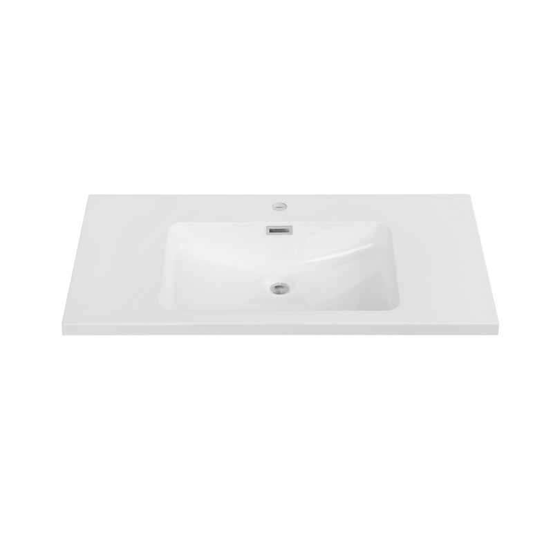 STREAMLINE K-1203-35 35 3/8 INCH SOLID SURFACE RESIN VANITY TOP - GLOSSY WHITE