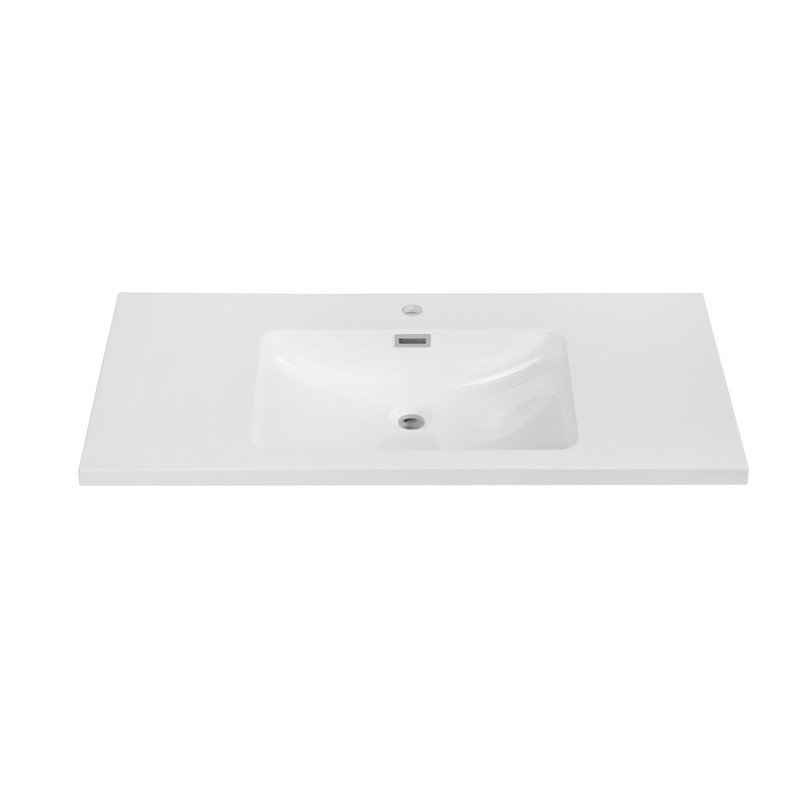 STREAMLINE K-1203-40 39 3/8 INCH SOLID SURFACE RESIN VANITY TOP - GLOSSY WHITE