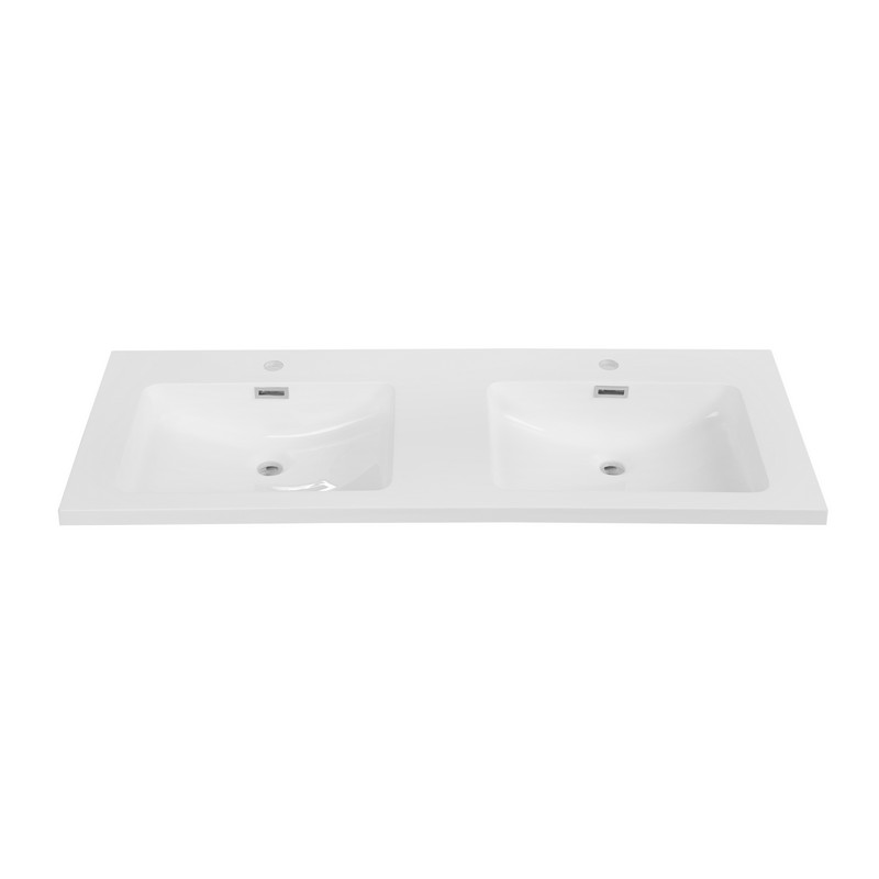 STREAMLINE K-1203-DBL-48 47 1/4 INCH SOLID SURFACE RESIN VANITY TOP - GLOSSY WHITE