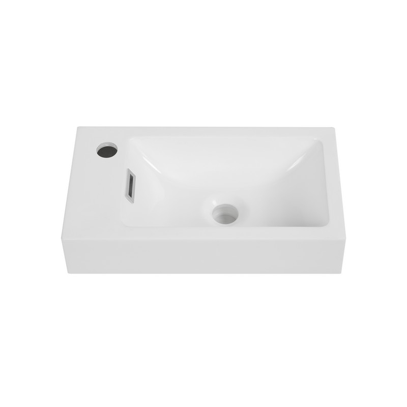 STREAMLINE K-1207-18L 17 3/4 INCH SOLID SURFACE RESIN VANITY TOP - GLOSSY WHITE