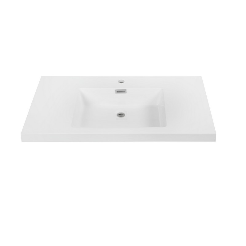 STREAMLINE K-1407-35 35 3/8 INCH SOLID SURFACE RESIN VANITY TOP - GLOSSY WHITE