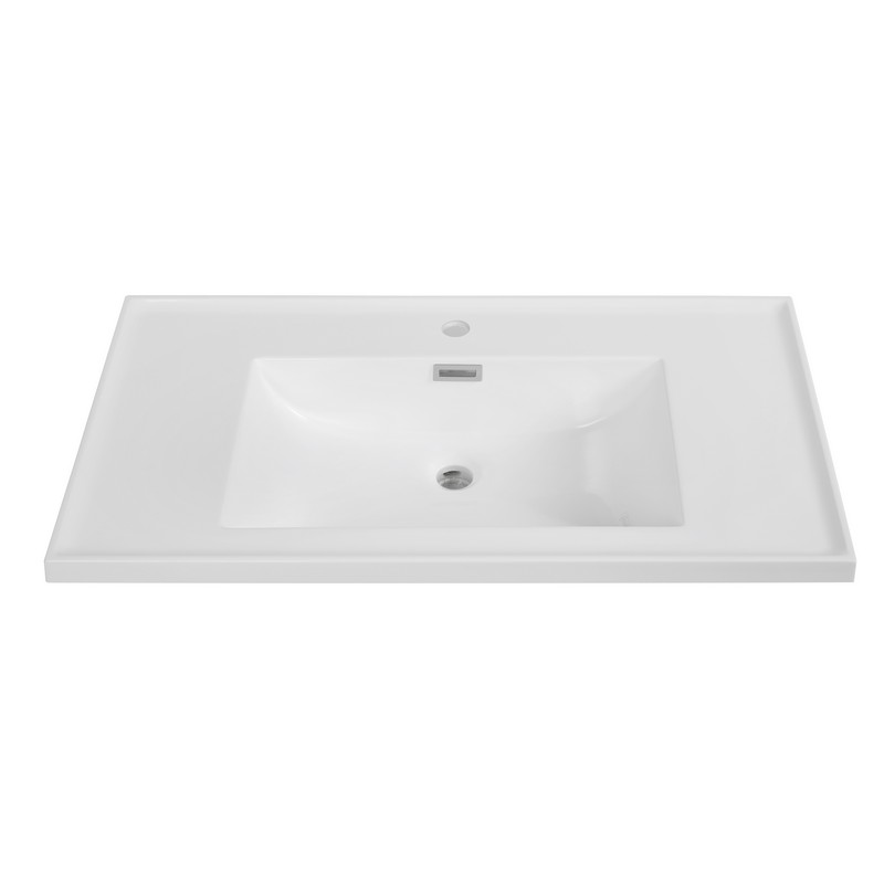 STREAMLINE K-1610-34 33 1/2 INCH SOLID SURFACE RESIN VANITY TOP - GLOSSY WHITE