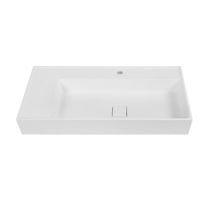 STREAMLINE K-1701-35 35 3/8 INCH SOLID SURFACE RESIN VANITY TOP - GLOSSY WHITE