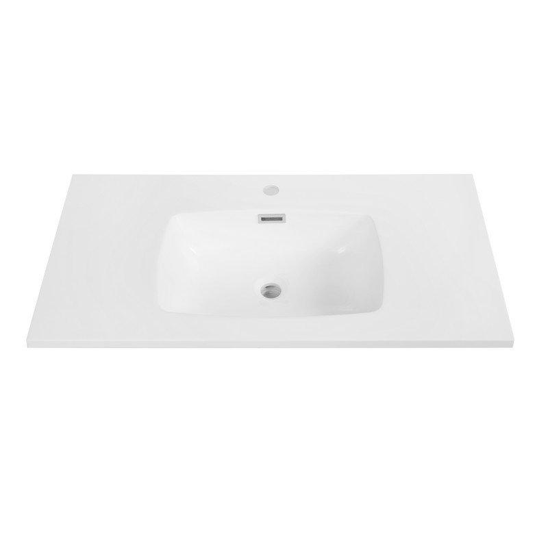 STREAMLINE K-1708-35 35 3/8 INCH SOLID SURFACE RESIN VANITY TOP - GLOSSY WHITE