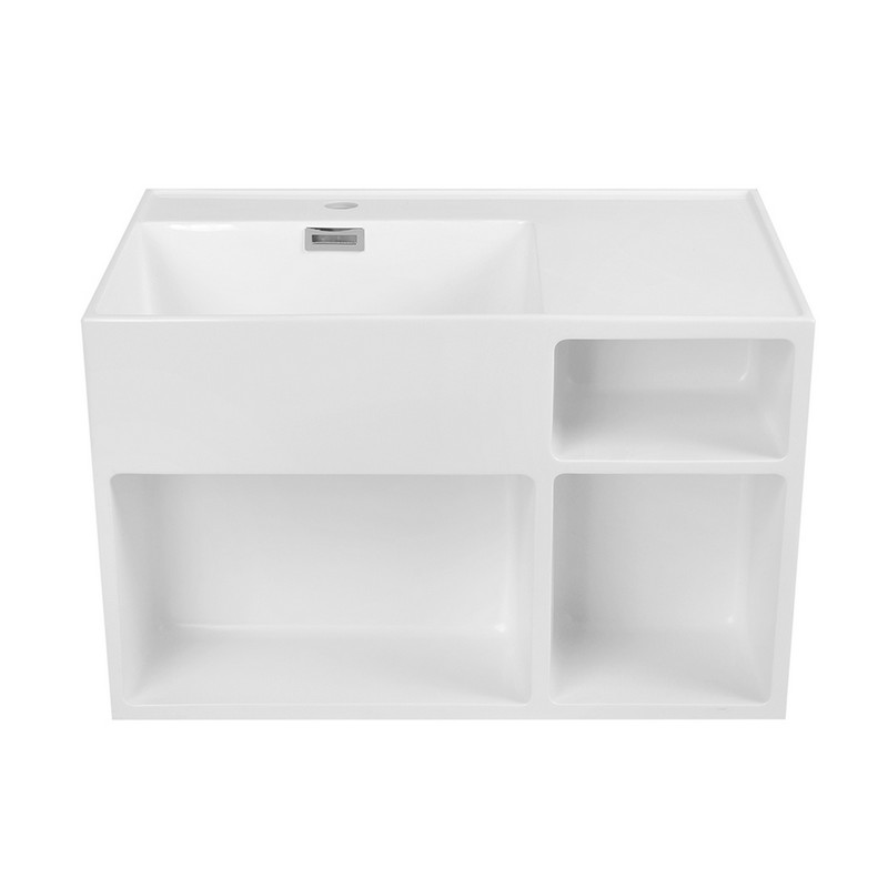 STREAMLINE K-1852-26 25 5/8 INCH SOLID SURFACE RESIN WALL HUNG BATHROOM SINK - GLOSSY WHITE