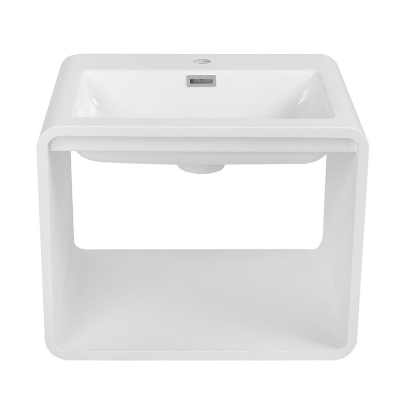 STREAMLINE K-1952-24 23 5/8 INCH SOLID SURFACE RESIN WALL HUNG BATHROOM SINK - GLOSSY WHITE