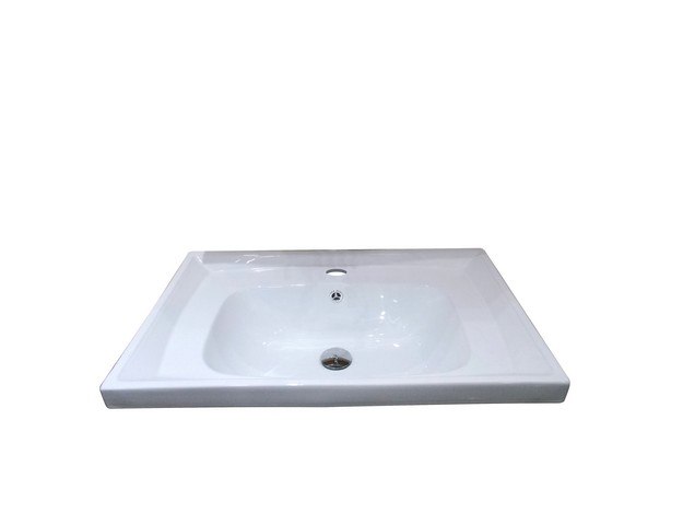 DAWN RAT271801-04 28 X 18 INCH PURE WHITE CERAMIC LAVATORY SINK TOP WITH OVERFLOW