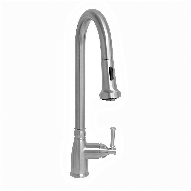 WHITEHAUS WHS6800-PDK WATERHAUS LEAD FREE SOLID STAINLESS STEEL SINGLE-HOLE FAUCET WITH, PULL DOWN SPRAY HEAD AND SOLID LEVER HANDLE