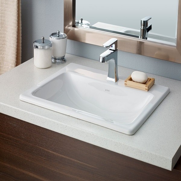 CHEVIOT 1186-WH-1 MANHATTAN 19-3/4 INCH DROP-IN BASIN WITH SINGLE HOLE DRILLING IN WHITE