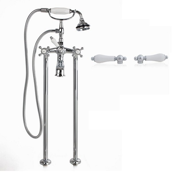 CHEVIOT 5102/3965-LEV LEVER HANDLES FREE-STANDING TUB FILLER WITH HAND SHOWER