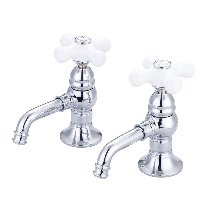 WATER-CREATION F1-0002-PX VINTAGE CLASSIC BASIN COCKS LAVATORY FAUCETS WITH PORCELAIN CROSS HANDLES, HOT AND COLD LABELS INCLUDED