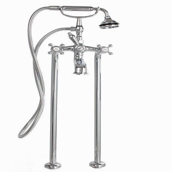 CHEVIOT 5117/3965 CROSS HANDLES FREE-STANDING TUB FILLER WITH HAND SHOWER