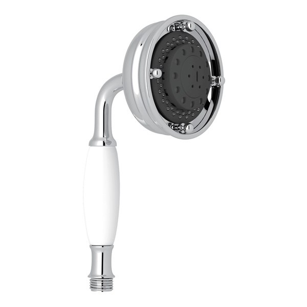 ROHL 1150/8 SPA SHOWER 4-3/32 INCH DIAMETER MULTI-FUNCTION CLASSIC HANDSHOWER WITH WHITE RESIN HANDLE