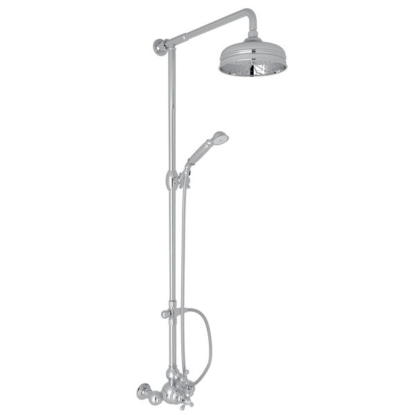 ROHL AC407X ARCANA EXPOSED WALL MOUNT THERMOSTATIC SHOWER WITH VOLUME CONTROL, CROSS HANDLE